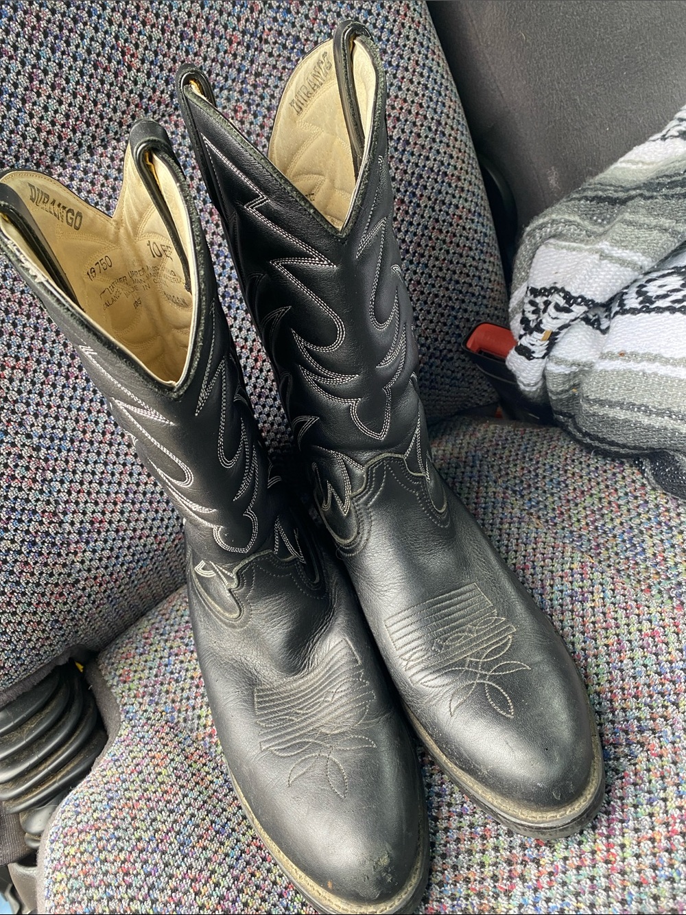 Durango Black Embroidered Leather Western Boots for Men 10EE Cowboy Timeless